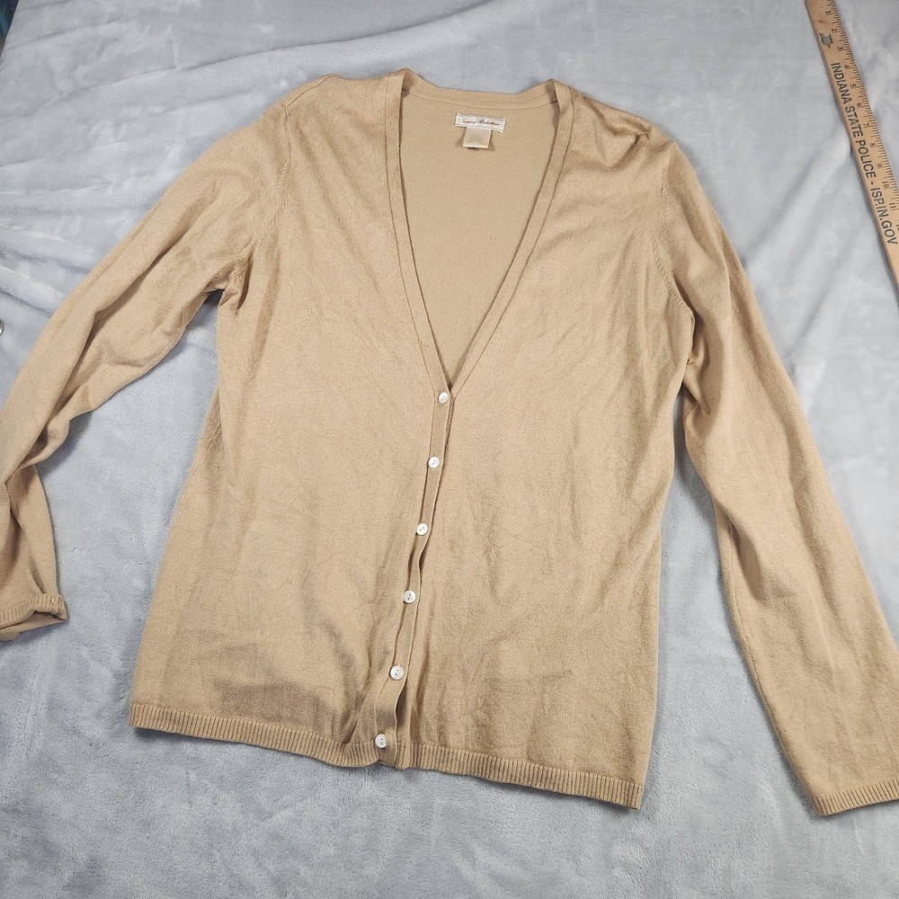 Vintage 90s Tommy Bahama Silk Blend Beige Cardigan Sweater Size L